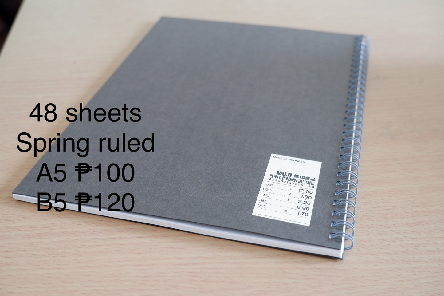 MUJI A5 Ring Ruled Notebook 48 Sheets