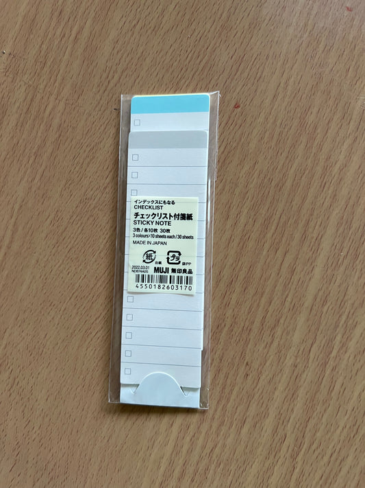 MUJI 3 Color Sticky Note Checklist