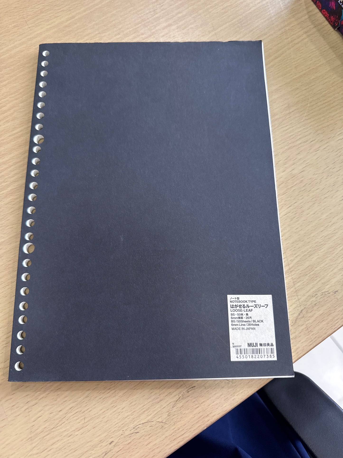 MUJI Notebook Type B5 Binder Refill - Ruled